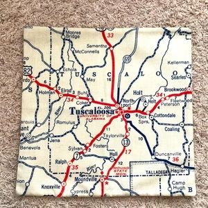 Tuscaloosa, Alabama University of Alabama map decorative pillow cover